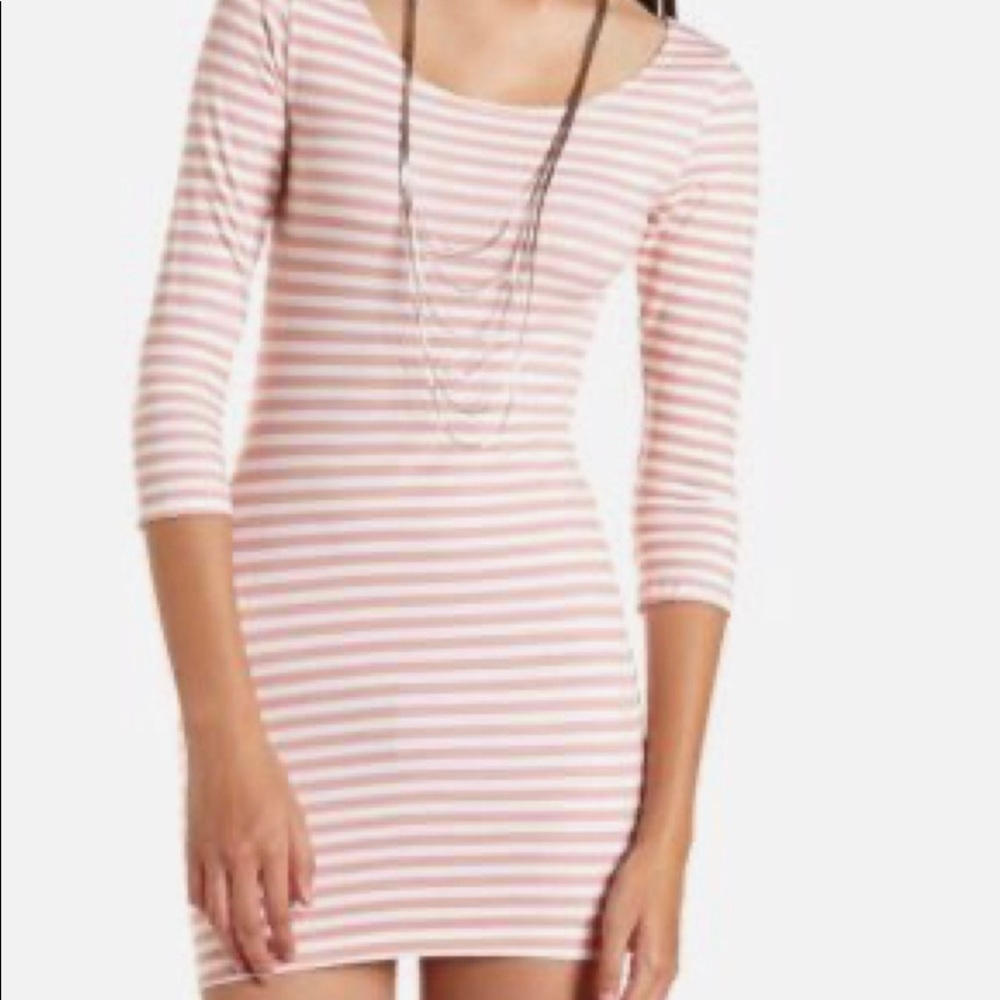 White and Blush Striped Dress